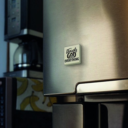 “Her şey için  Tanrı’ya şükürler” Baskılı Doğaltaş  Magnet(KRG-118)Buzdolabı Süsü