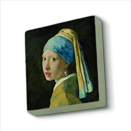 İnci Küpeli Kız (Johannes Vermeer, 1665) Baskılı Doğaltaş  Magnet(KRG-134)Buzdolabı Süsü