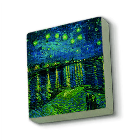 Ren Nehrinde Yıldızlı Bir Gece (Vincent Van Gogh, 1888) Baskılı Doğaltaş  Magnet(KRG-136)