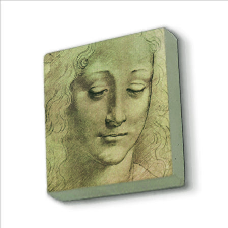 Baş Etüdü (Leonardo Da Vinci) Baskılı Doğaltaş  Magnet(KRG-138)Buzdolabı Süsü