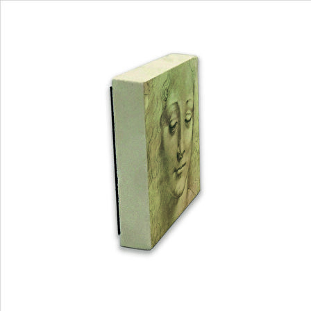 Baş Etüdü (Leonardo Da Vinci) Baskılı Doğaltaş  Magnet(KRG-138)Buzdolabı Süsü