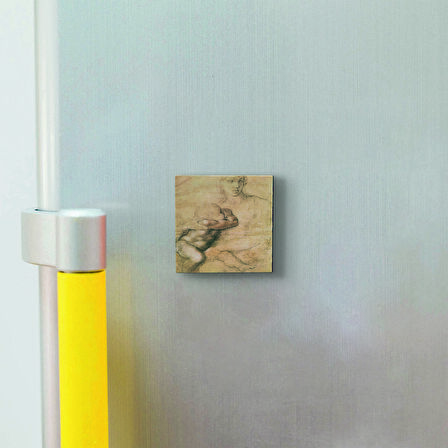 Eskiz çizim (Leonardo Da Vinci) Baskılı Doğaltaş  Magnet(KRG-140)Buzdolabı Süsü