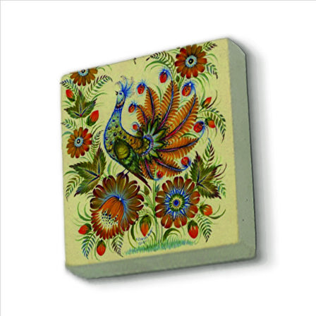 Tavus Kuşu Baskılı Doğaltaş  Magnet(KRG-160)