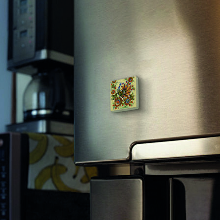 Tavus Kuşu Baskılı Doğaltaş  Magnet(KRG-160)