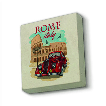 Roma Görseli Baskılı Doğaltaş  Magnet(KRG-045)Buzdolabı Süsü