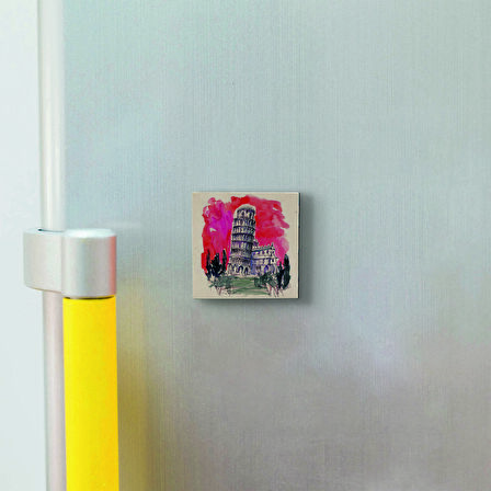Pisa Kulesi Baskılı Doğaltaş  Magnet(KRG-051)Buzdolabı Süsü