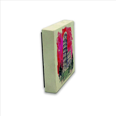 Pisa Kulesi Baskılı Doğaltaş  Magnet(KRG-051)Buzdolabı Süsü