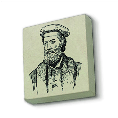 İtalyan Kaşif Marco Polo Baskılı Doğaltaş  Magnet(KRG-062)Buzdolabı Süsü