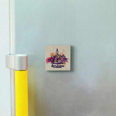 Kudüs Görseli Baskılı Doğaltaş  Magnet(KRG-067)Buzdolabı Süsü
