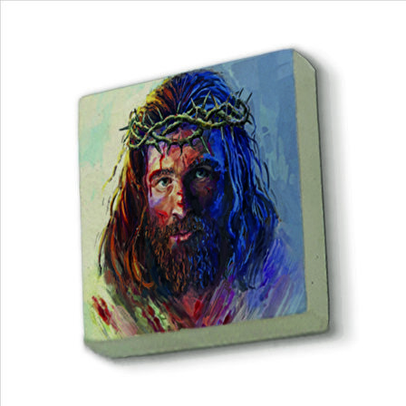 Hz. İsa Görseli Baskılı Doğaltaş  Magnet(KRG-092)