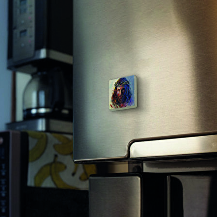 Hz. İsa Görseli Baskılı Doğaltaş  Magnet(KRG-092)