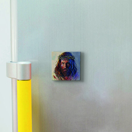 Hz. İsa Görseli Baskılı Doğaltaş  Magnet(KRG-092)