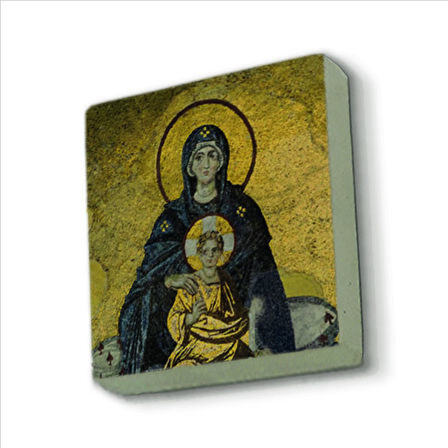 Ayasofya Hz. Meryem ve İsa  Mozaiği Baskılı Doğaltaş  Magnet(KRT-011)