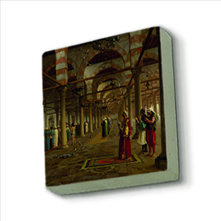Camide Namaz Kılanlar (Jean-Léon Gérôme, 1871) Baskılı Doğaltaş  Magnet(KRT-133)