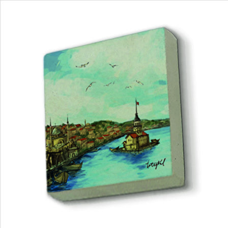 Kız Kulesi Baskılı Doğaltaş  Magnet(KRT-019)
