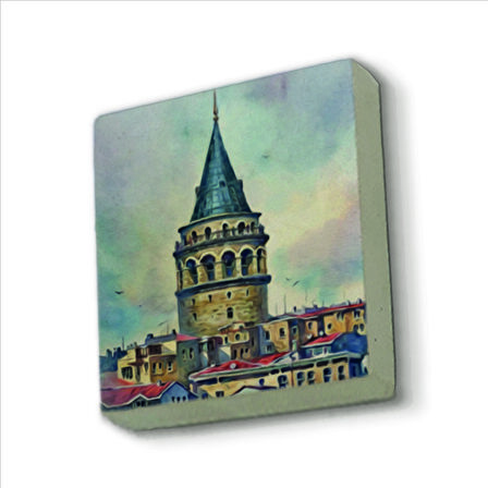 Galata Kulesi  Baskılı Doğaltaş  Magnet(KRT-020)Buzdolabı Süsü