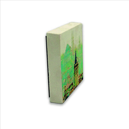 Galata Kulesi + Süleymaniye Camii Baskılı Doğaltaş  Magnet(KRT-023)Buzdolabı Süsü