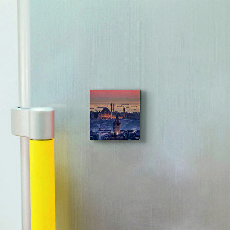 Galata Kulesi + Süleymaniye Camii Baskılı Doğaltaş  Magnet(KRT-024)