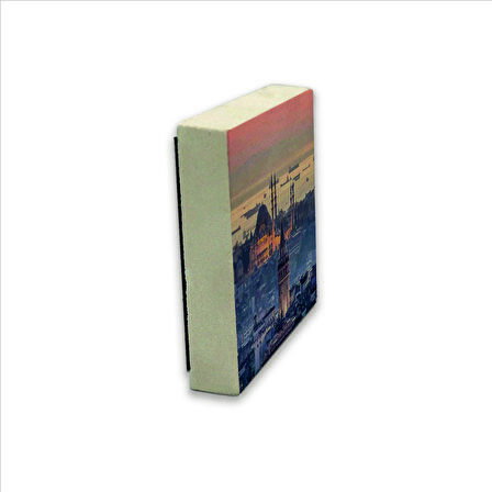 Galata Kulesi + Süleymaniye Camii Baskılı Doğaltaş  Magnet(KRT-024)