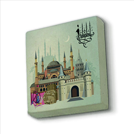 İstanbul Sembolik Yerler Baskılı Doğaltaş  Magnet(KRT-028)Buzdolabı Süsü