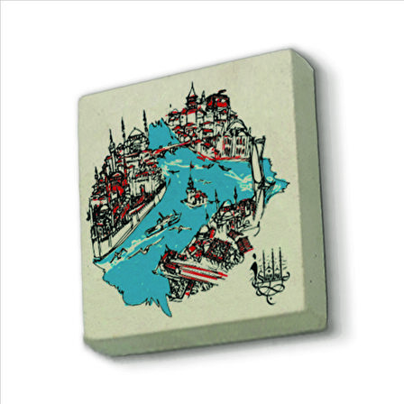 İstanbul Boğazı ve Haliç Baskılı Doğaltaş  Magnet(KRT-031)