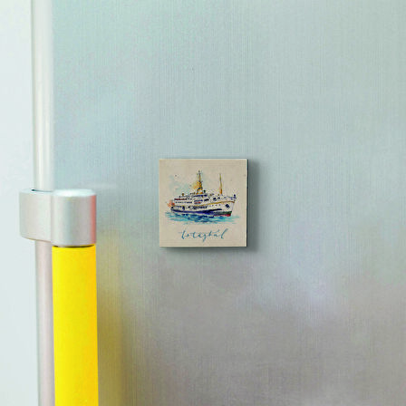 İstanbul Vapur Baskılı Doğaltaş  Magnet(KRT-034)Buzdolabı Süsü