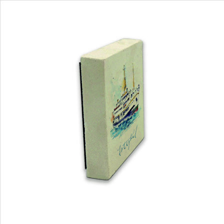 İstanbul Vapur Baskılı Doğaltaş  Magnet(KRT-034)Buzdolabı Süsü