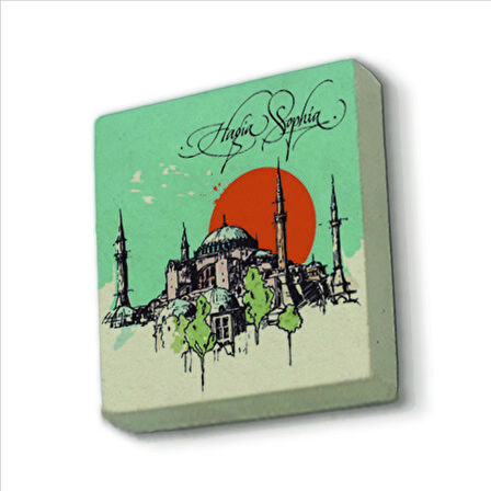 Ayasofya Camii Baskılı Doğaltaş  Magnet(KRT-004)Buzdolabı Süsü