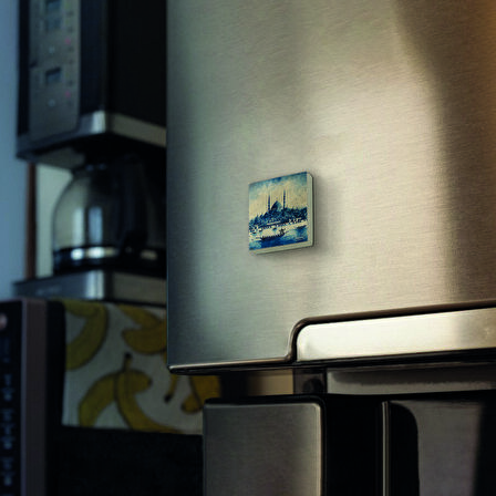 Eminönü Yeni Camii (Fantastik Çizim) Baskılı Doğaltaş  Magnet(KRT-042)Buzdolabı Süsü