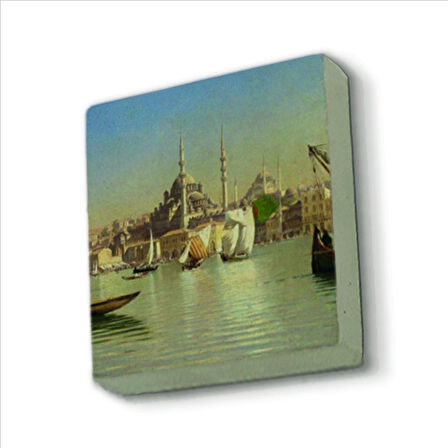 Eminönü Yeni Camii (Çizim, Osmanlı Dönemi) Baskılı Doğaltaş  Magnet(KRT-043)Buzdolabı Süsü
