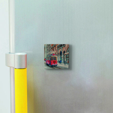 Nostaljik Tramvay Baskılı Doğaltaş  Magnet(KRT-046)