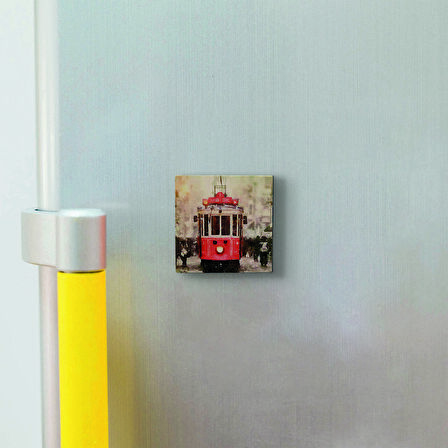 Nostaljik Tramvay  Baskılı Doğaltaş  Magnet(KRT-047)Buzdolabı Süsü