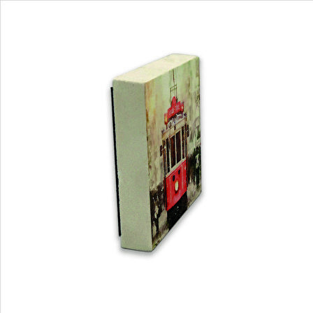 Nostaljik Tramvay  Baskılı Doğaltaş  Magnet(KRT-047)Buzdolabı Süsü