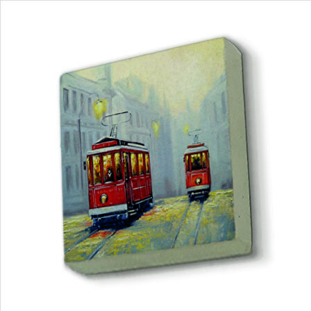Nostaljik Tramvay Baskılı Doğaltaş  Magnet(KRT-050)