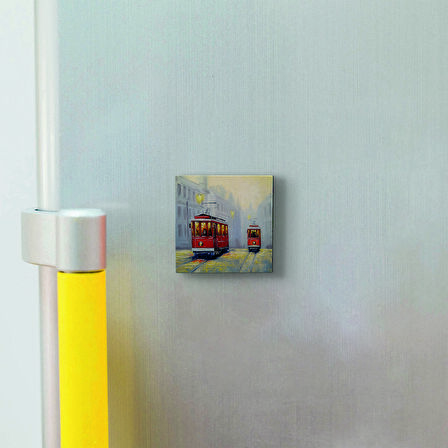 Nostaljik Tramvay Baskılı Doğaltaş  Magnet(KRT-050)