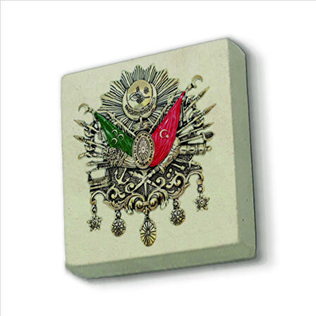 Osmanlı Arması Baskılı Doğaltaş  Magnet(KRT-085)Buzdolabı Süsü