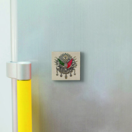 Osmanlı Arması Baskılı Doğaltaş  Magnet(KRT-085)Buzdolabı Süsü