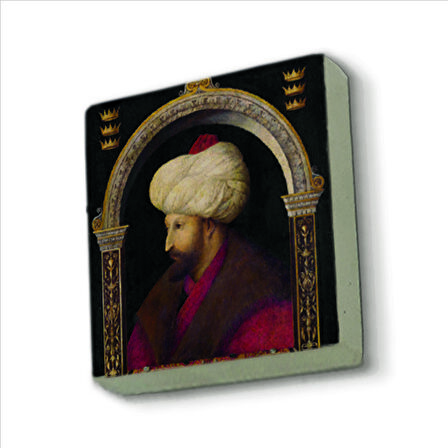 Fatih Sultan Mehmet (Gentile Bellini çizimi,1480)  Baskılı Doğaltaş  Magnet(KRT-088)Buzdolabı Süsü