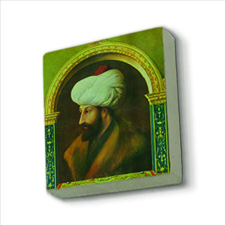 Fatih Sultan Mehmet (Değiştirilmiş çizim)  Baskılı Doğaltaş  Magnet(KRT-089)