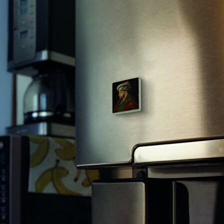 Fatih Sultan Mehmet (Gentile Bellini çizimi,1481) Baskılı Doğaltaş  Magnet(KRT-090)Buzdolabı Süsü