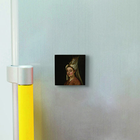 Hürrem Sultan (Portre çizim) Baskılı Doğaltaş  Magnet(KRT-094)Buzdolabı Süsü