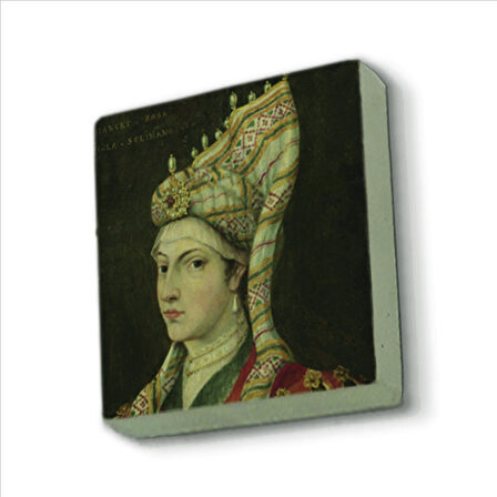 Hürrem Sultan (Portre çizim, Titian) Baskılı Doğaltaş  Magnet(KRT-095)Buzdolabı Süsü