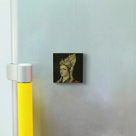Hürrem Sultan (Portre çizim, Titian) Baskılı Doğaltaş  Magnet(KRT-095)Buzdolabı Süsü