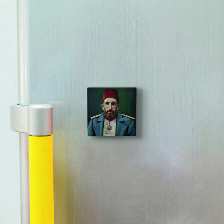 2. Abdülhamid (Portre çizim)  Baskılı Doğaltaş  Magnet(KRT-096)Buzdolabı Süsü