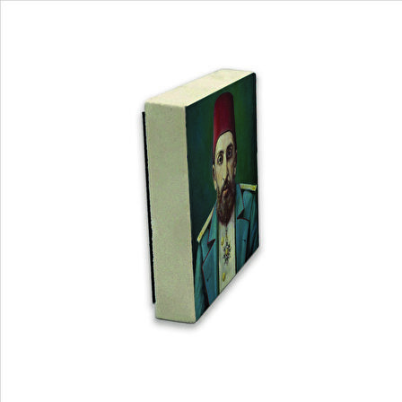 2. Abdülhamid (Portre çizim)  Baskılı Doğaltaş  Magnet(KRT-096)Buzdolabı Süsü