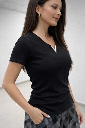Kadın V Yaka Slim Fit Fitilli bluz– Şık, Rahat Kesim Bluz