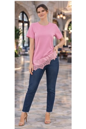 Asimetrik Kesim Oversize Bluz Saten ve Dantel Kombinli