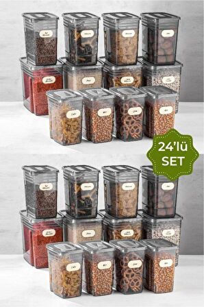 Etiketli 24lü Set Strip Mega Boy Erzak Saklama Kabı 8x(1,25 Litre, 2 Litre, 3,5 Litre)