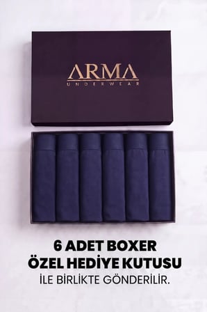 Özel Seri Tasarım Stil Seçim Erkek Premium Bambu Lacivert Boxer 6'lı