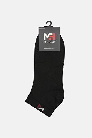 MRHERO Bambu 6'lı Erkek Parfüm Kokulu Düz Basic Patik Kaymaz Çorap 1083-MH SİYAH